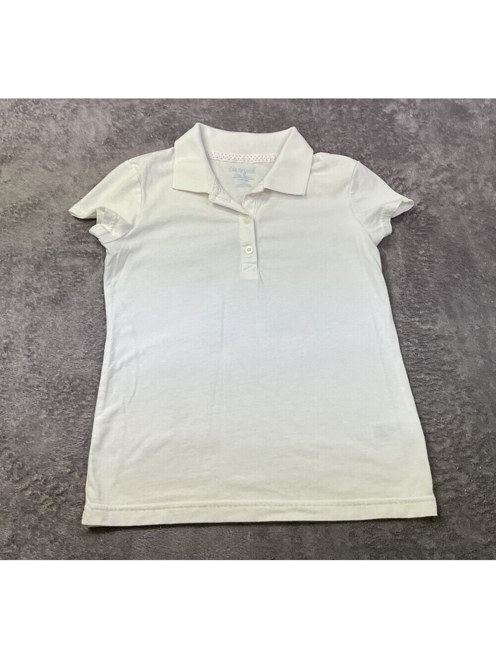 Cat & Jack Girls White Polo Shirt Short Sleeve Uniform Top Size 6